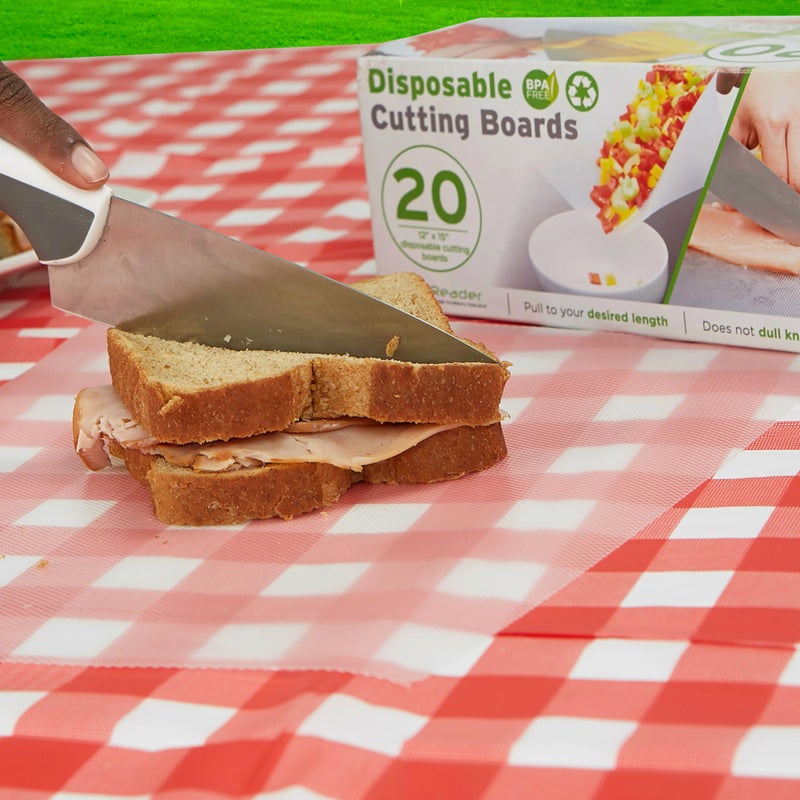 Mind Reader E-Z Board Disposable Plastic Cutting Board, Flexible, 20 sf, Camping, 13.78"L x 3.35"W x 3.74"H, 2 Pack, Clear - Image 3